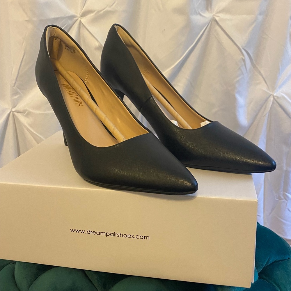 Dream Paris Pointed Toe Heels Black Matte 7.5 | New